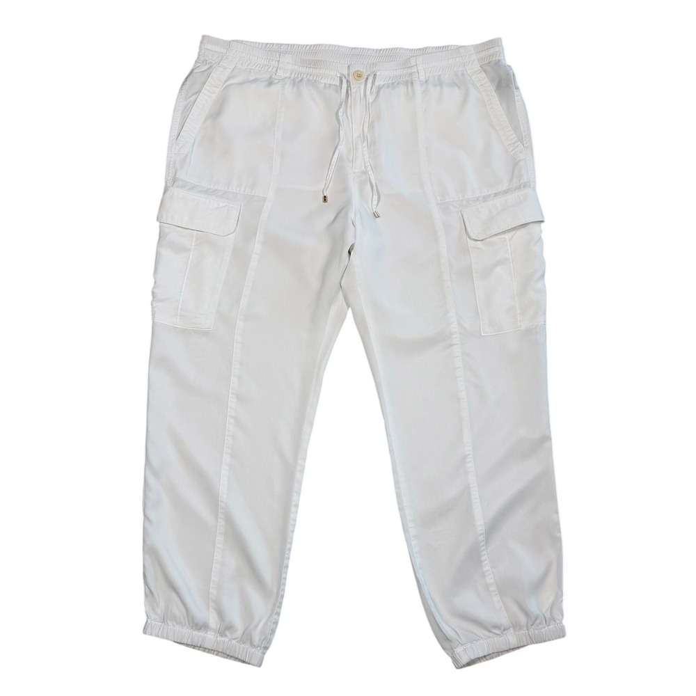 Lauren Ralph Lauren White Tencel Cargo Jogger Pants Womens Size 16 Elastic Waist